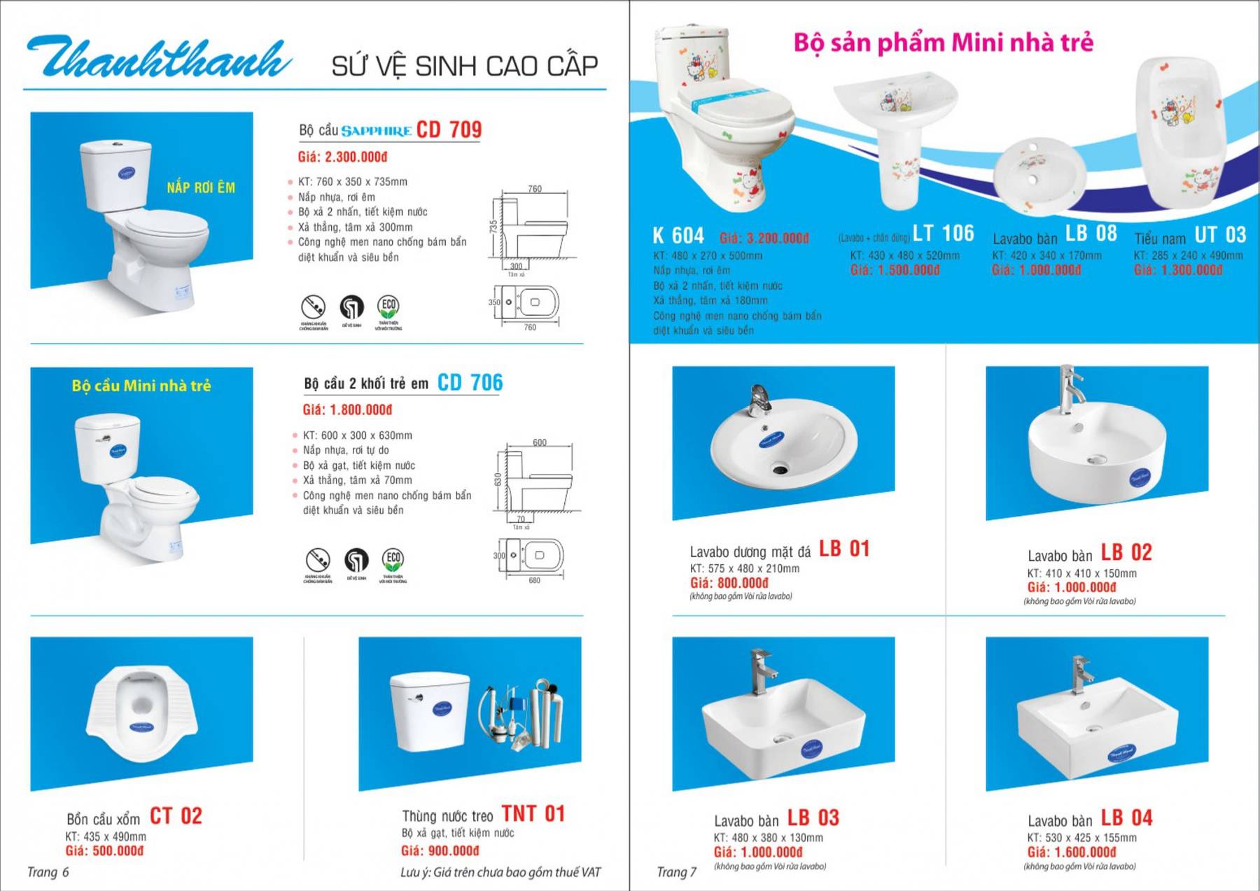 catalogue và Bảng giá Thiết bị vệ sinh Thanh Thanh mới nhất /page 4
